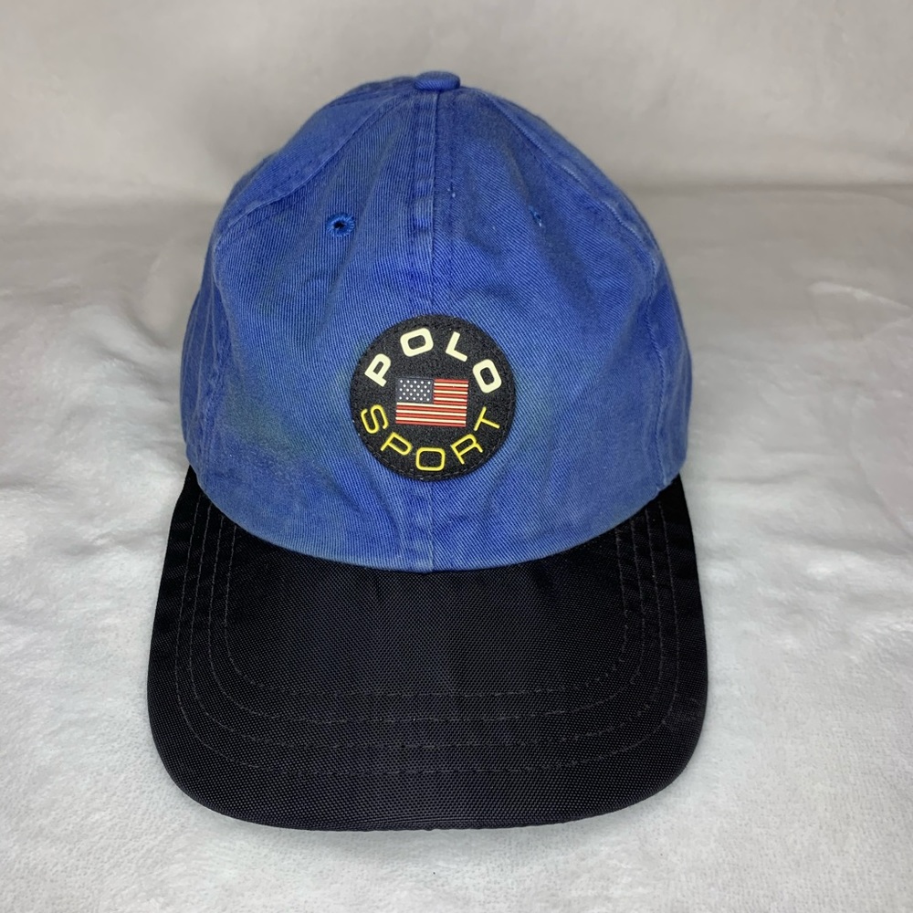 Rare OG Vintage Polo Ralph Lauren Polo Sport USA Flag Patch Hat Colorblock Pwing